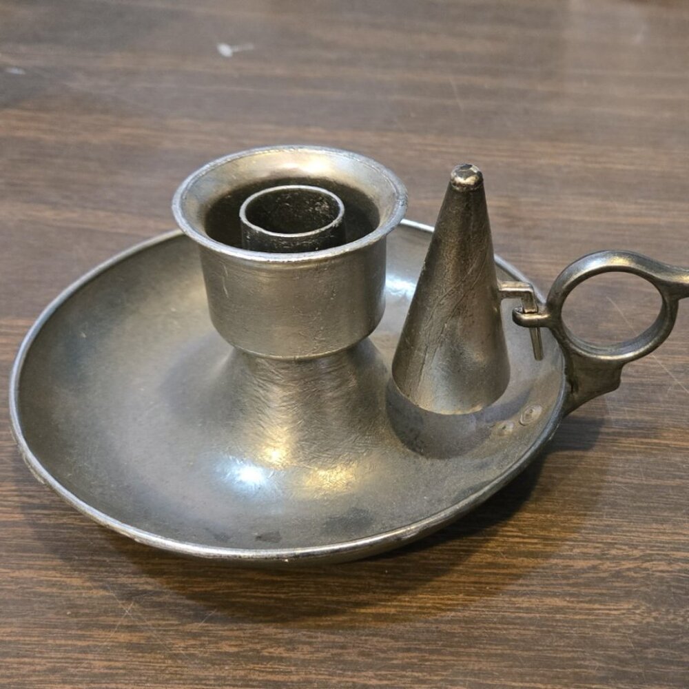 Pewter Chamber Candle Holder with Snuffer